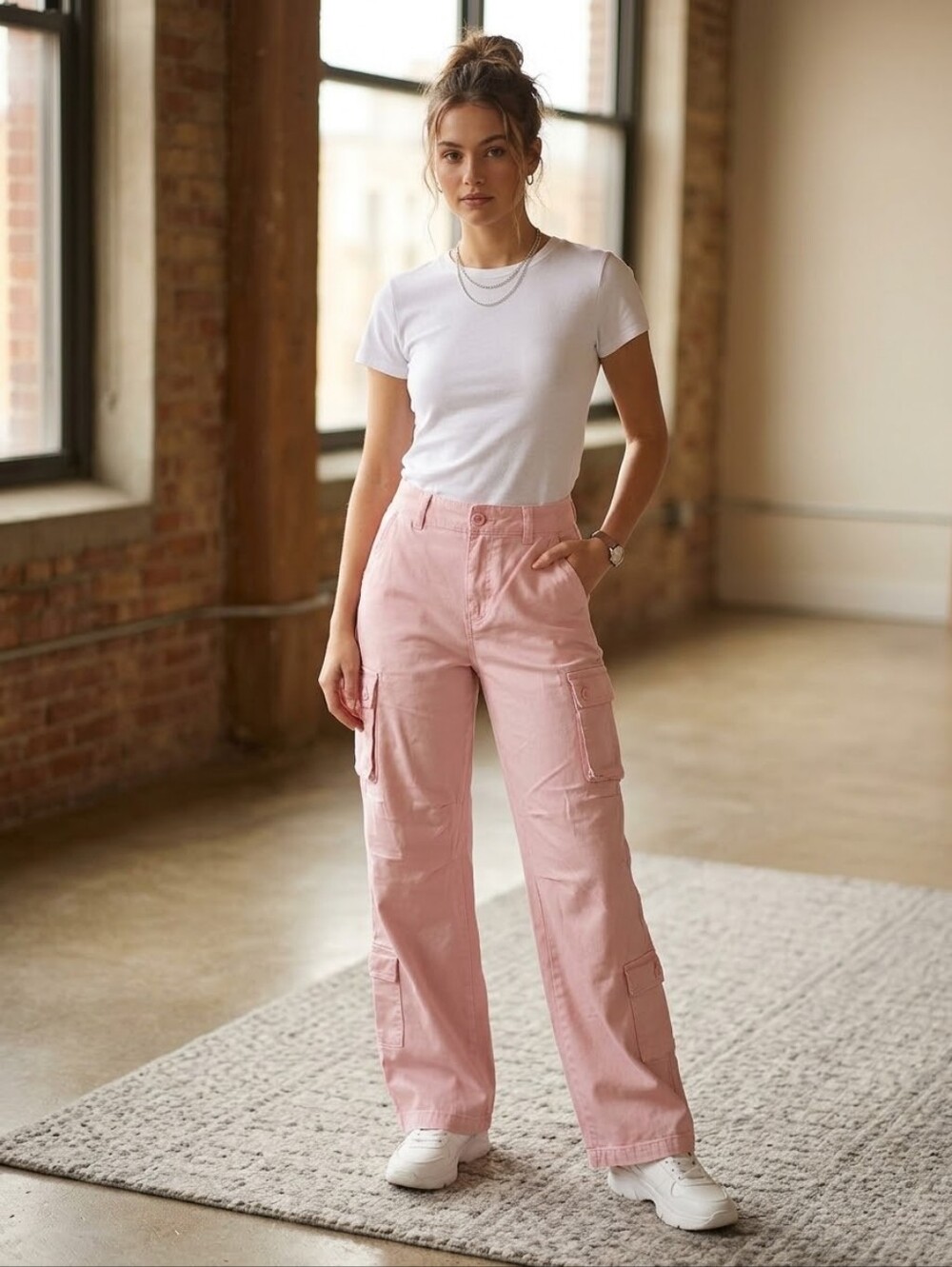 Wild Fable Pink Cargo Pants XS 0 Y2K Utility Wide Leg Baggy Streetwear Blush